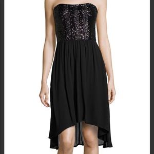 NWT Ella Moss Black Sequin Strapless Dress Sz M